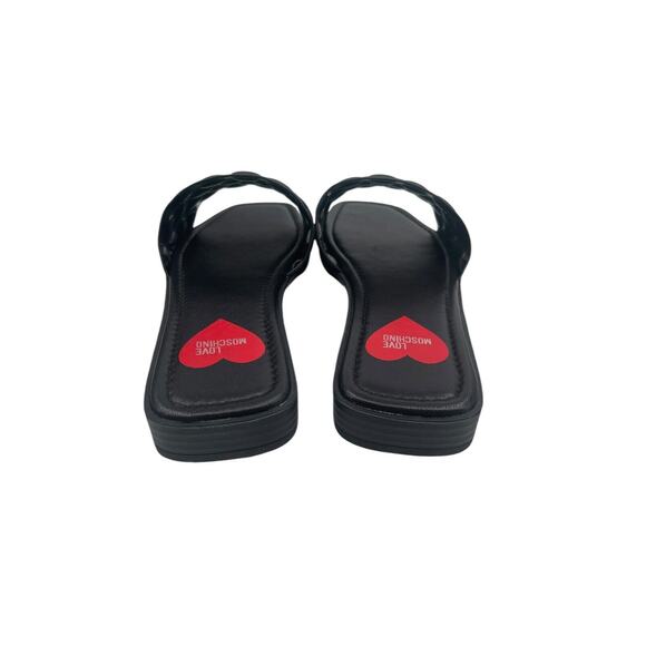 Love Moschino Slide Sandals Embossed Hearts Black Size 37 - Picture 6 of 13